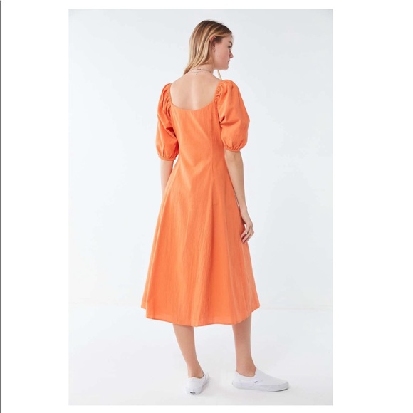 UO Maria Puff Sleeve Button-Front Midi Dress XS 🆕 - Picture 2 of 5